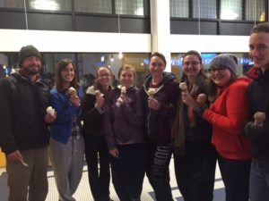 Friends redeeming their free ice cream for Commuter Challenge participation