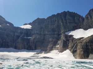 Climate Change in action: Grinnell Glacier, now technically Grinnell Snow Field because it has lost too much mass.
